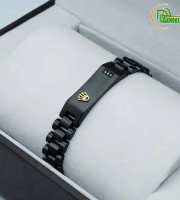 Original Rolex Crown Design Stylish Men's Stainless Steel Bracelet (Black)